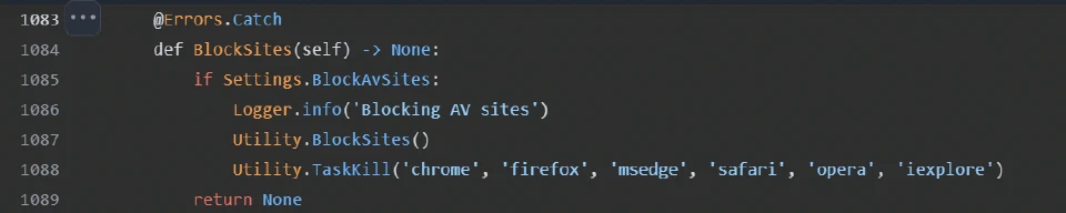 AV website blocking