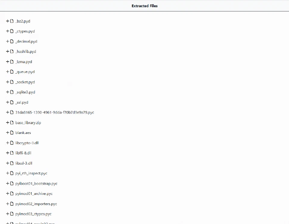 Extracted files details