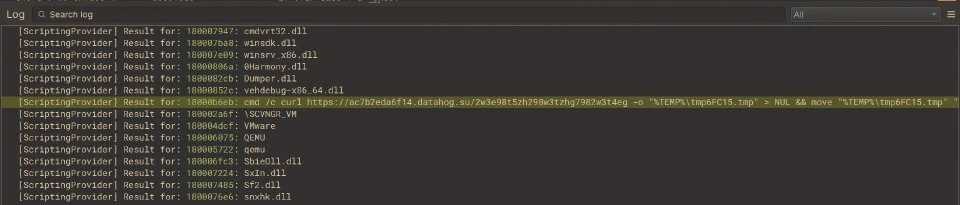 Curl command that can be found in one of the second stages