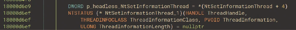Saving a “headless” version of NtSetInformationThread and creating the new buffer